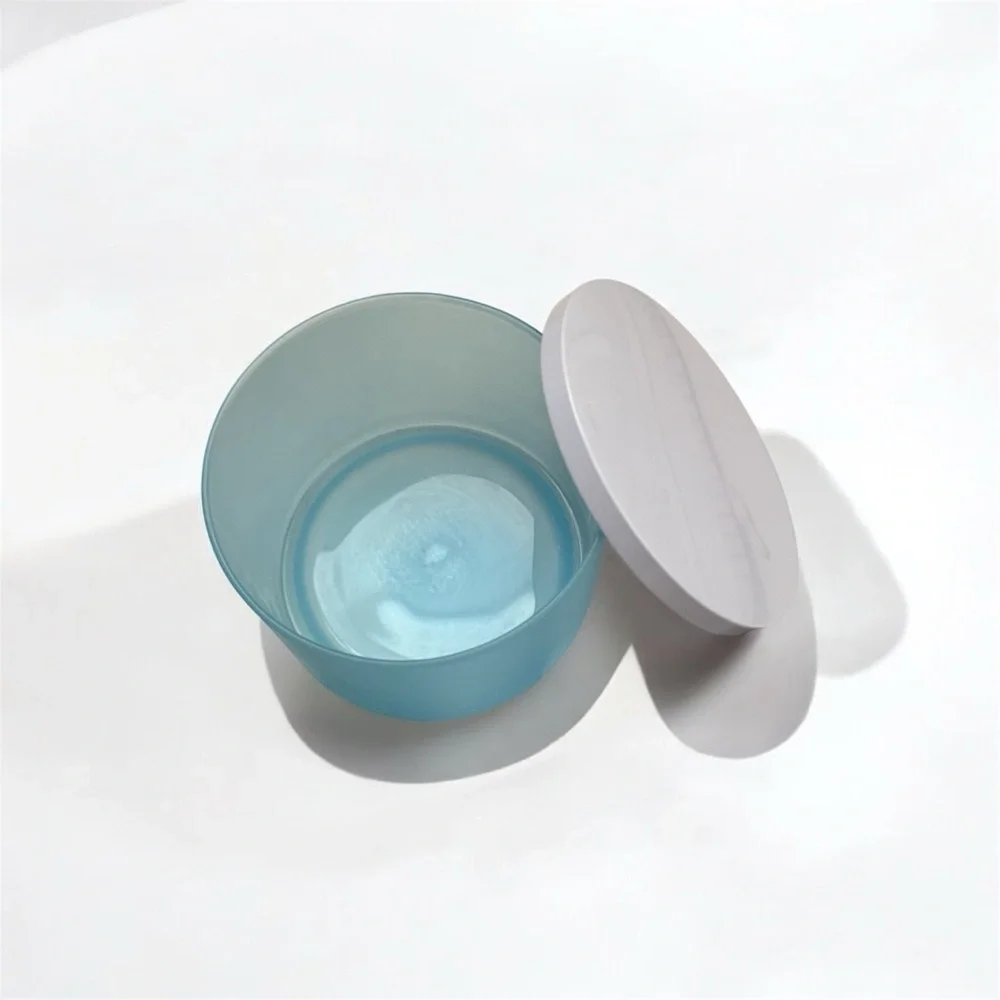 Blue Frosted Glass Jar With White Lid